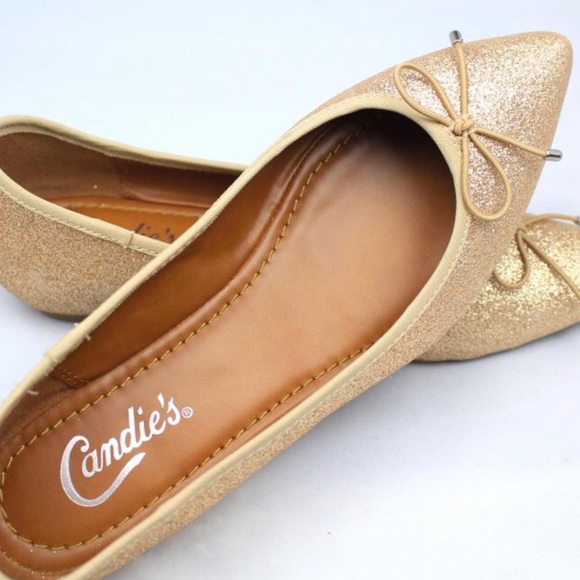 Candie's Shoes - Candie's Gold Glitter Ballet Flats, Size 6.5, NWOB